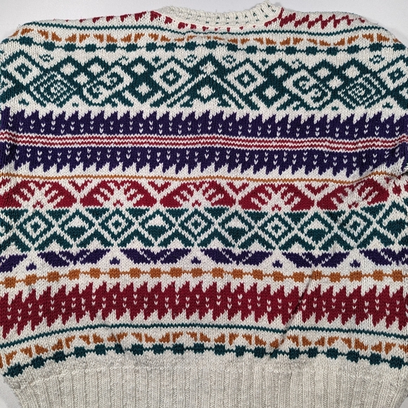 Vintage American Portrait Cardigan Sweater Women's Size Large Geometric 80s 90s - Picture 4 of 9